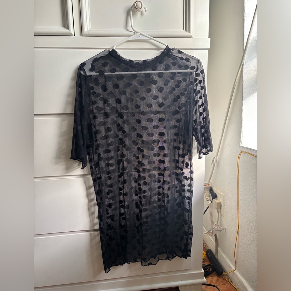 Sheer Black Polka Dot Dress / shirt